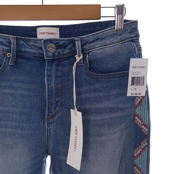 Driftwood Jackie High Rise Size W28 L28 Embroidered Jeans Womens - Picture 7 of 14